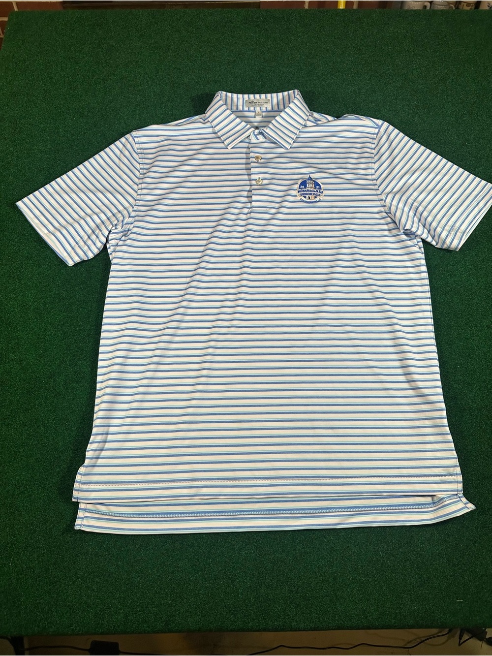 Men's White, Pink and Light Blue Striped Polo Shirt